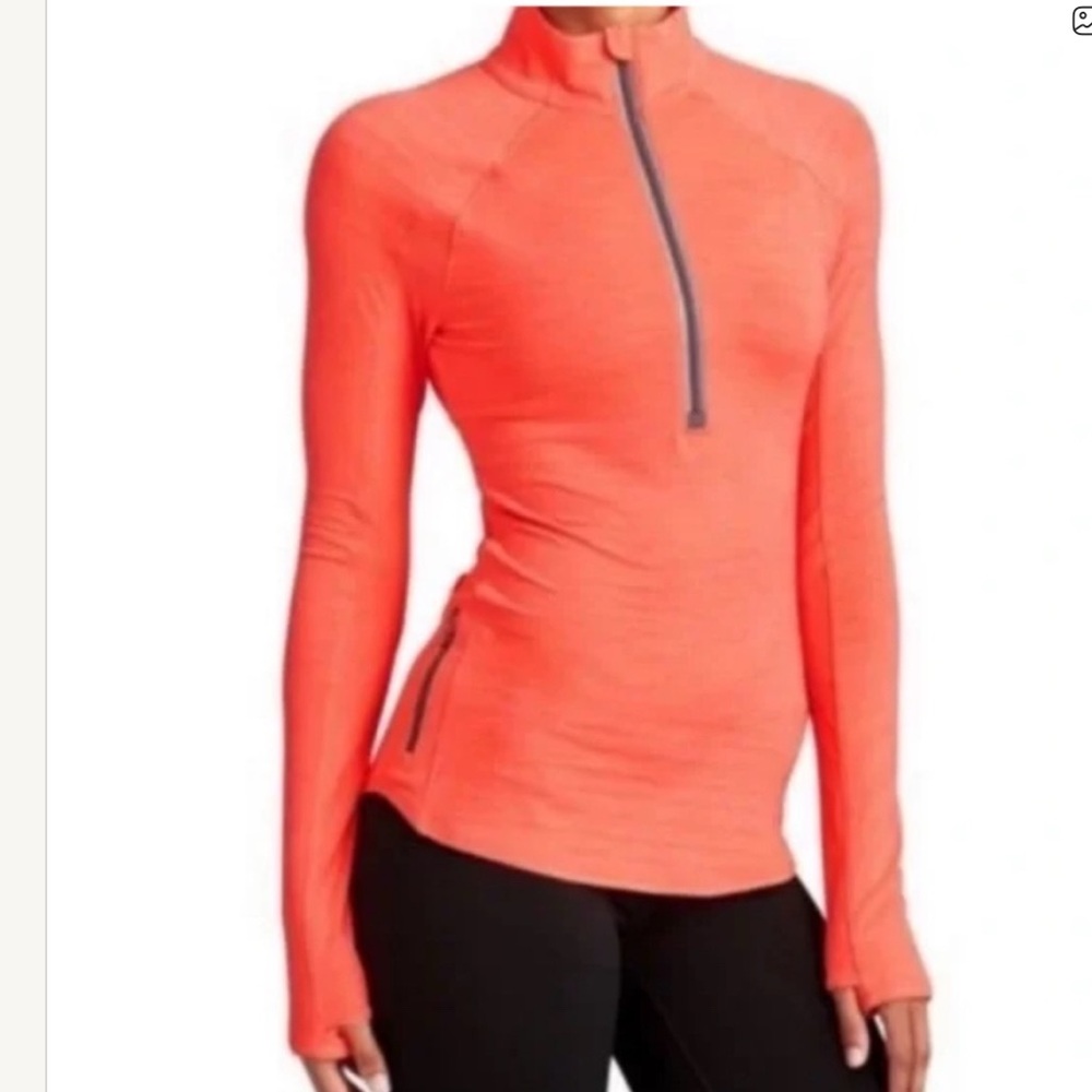 NWOT Athleta Orange Half Zip Running Tracker Long Sleeve Pullover, Size XXS-XS